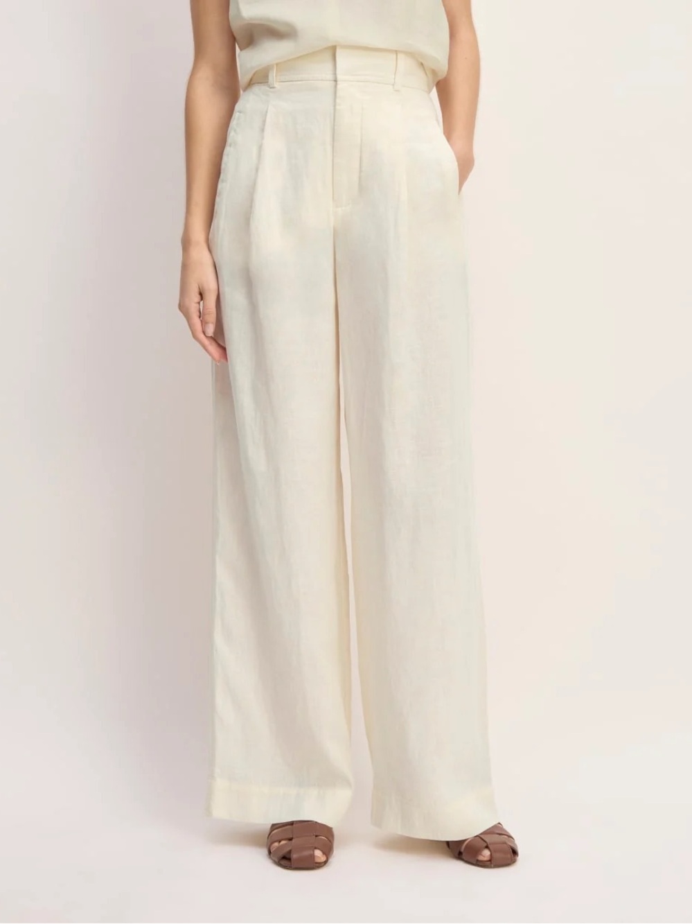 NWT Everlane The Linen Way-High Drape Pant in Bone size 12 discontinued